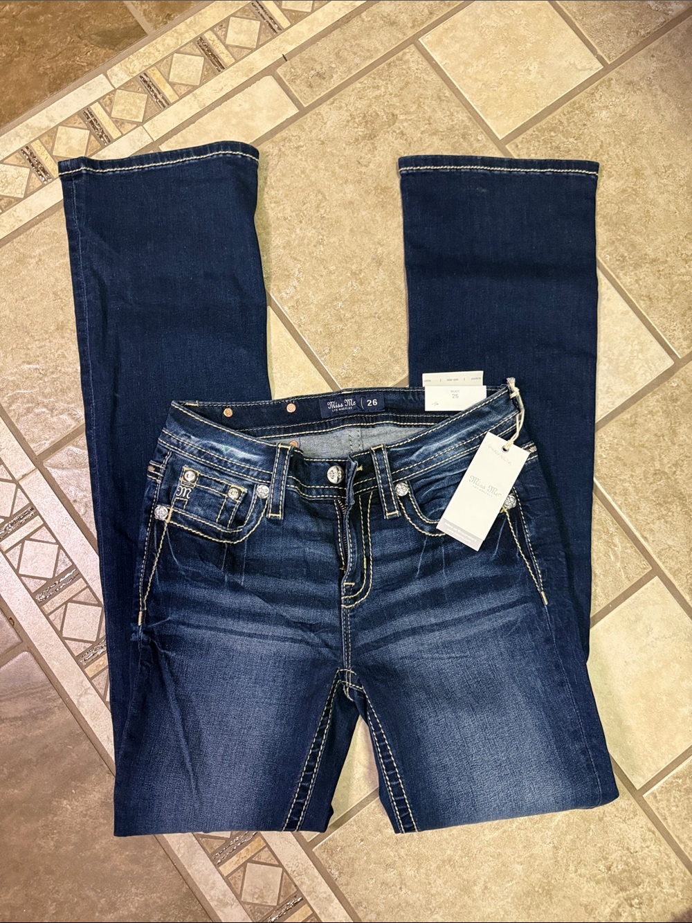 Miss Me Dark Blue Stretch Jeans - Classic Slim Fit